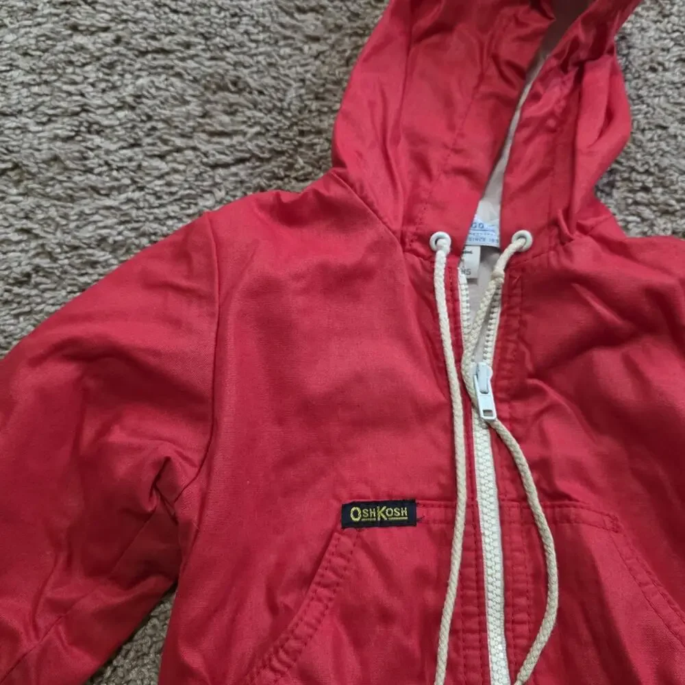 Vintage OshKosh Bgosh Windbreaker Jacket 18M Months Red Blue Full Zip Hooded 90s